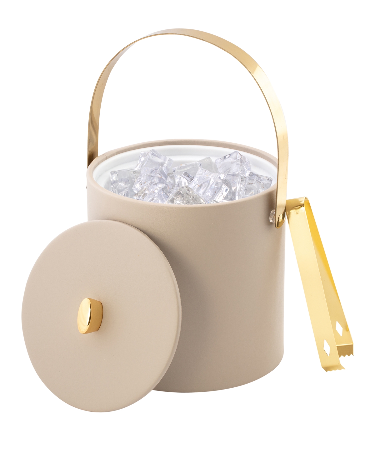 Kraftware Oxford Ice Bucket And Ice Tong, 3 Quart In Taupe
