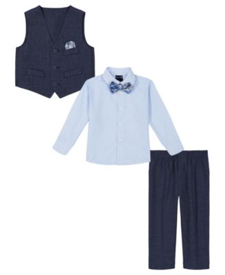 Baby Boys Striated Twill Vest 4-Piece Set