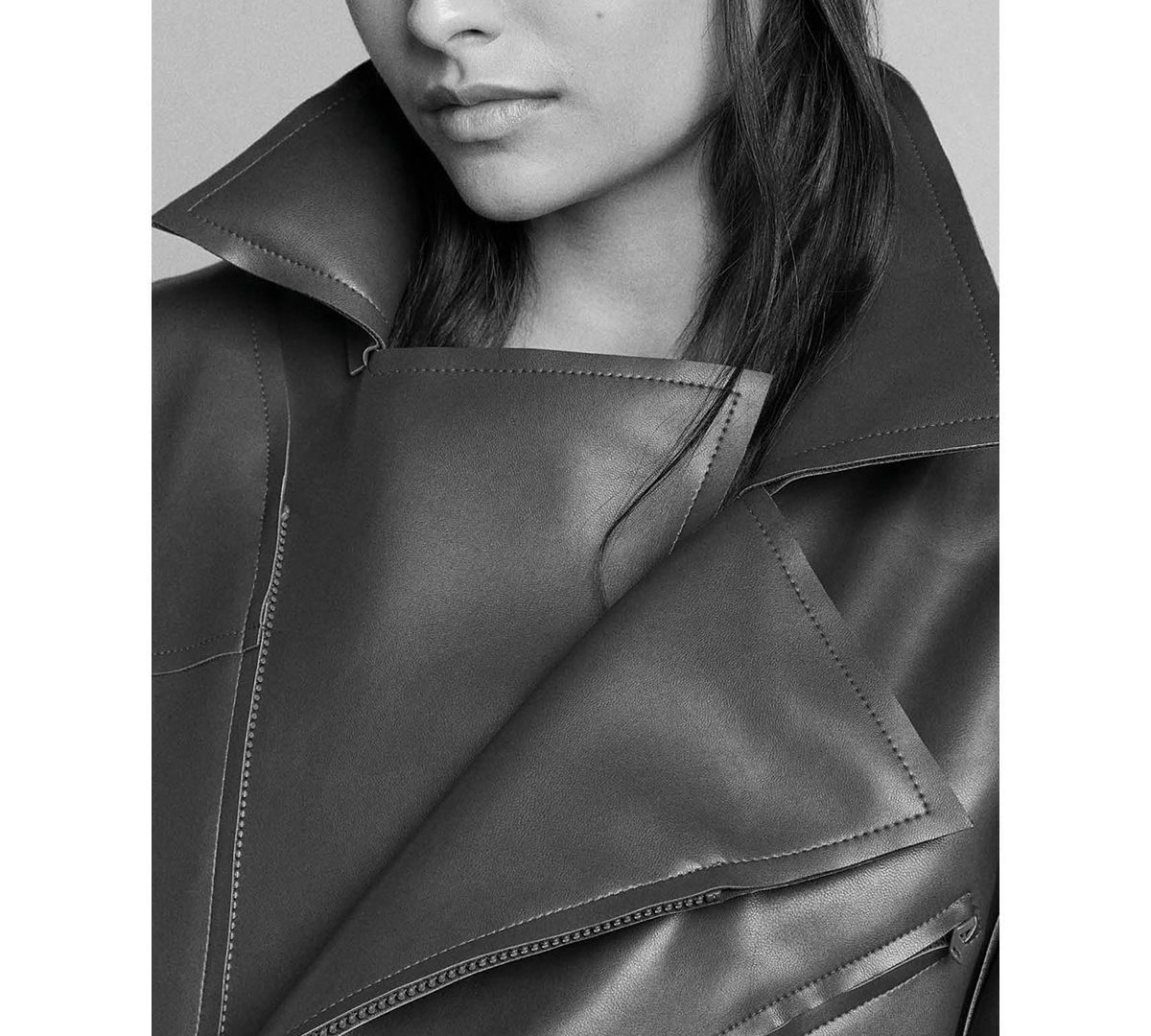 Kenneth Cole Oversize Faux Leather Jacket In Medium Bark