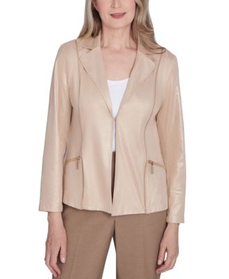 Alfred Dunner - Petite Shimmer Faux-Leather Jacket