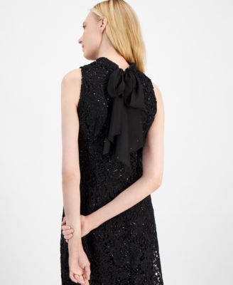 robbie bee lace dress Robbie Bee Petite Lace-Trim Sleeveless Tiered Midi Dress - Yellow