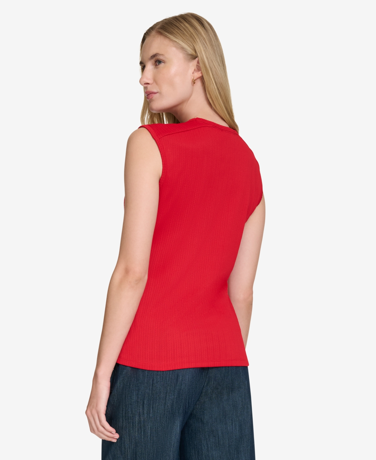 Tommy Hilfiger Women's Button-trim Sleeveless Top In Scarlet