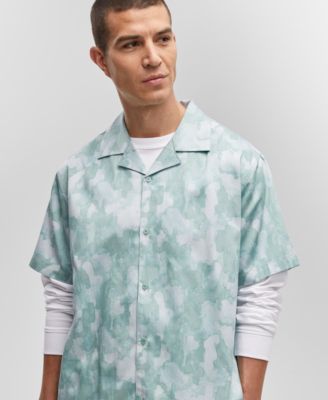 Men's Relaxed-Fit Printed Button-Down Camp Shirt, Created for Macy's 