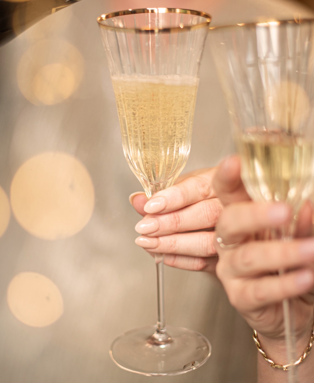 Vietri Natalia Gold Rim Champagne Flute In Gold