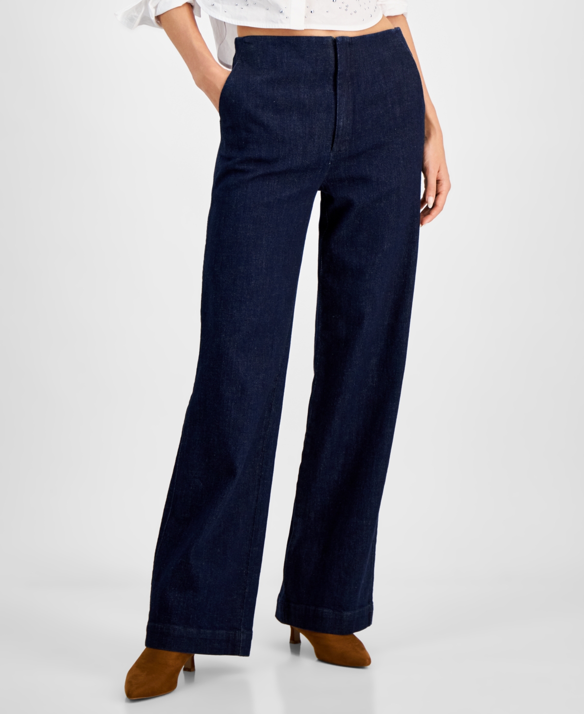 DKNY JEANS WOMEN'S HIGH-RISE ZIP-FRONT PANTS 