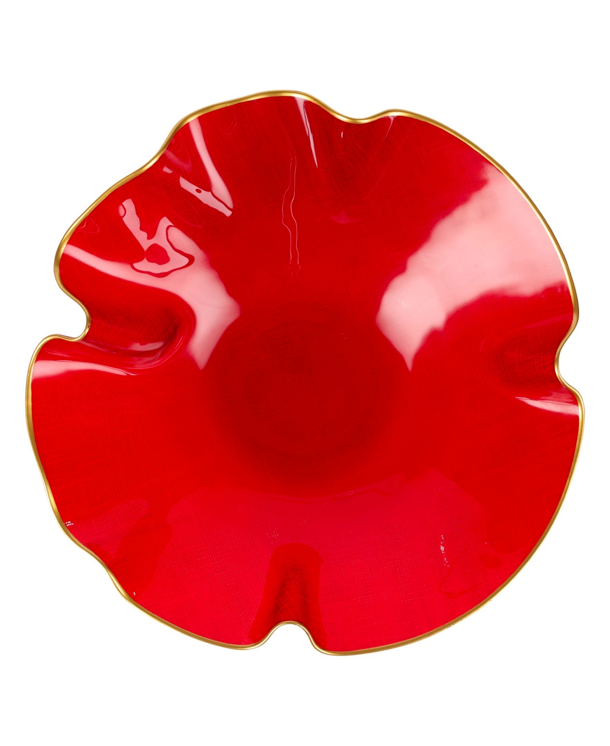 Vietri Holiday Glass Medium Ruffled Bowl In Red