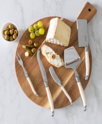 5-Piece Laguiole Cheese Knife, Fork, and Slicer Set with Faux Ivory Handles