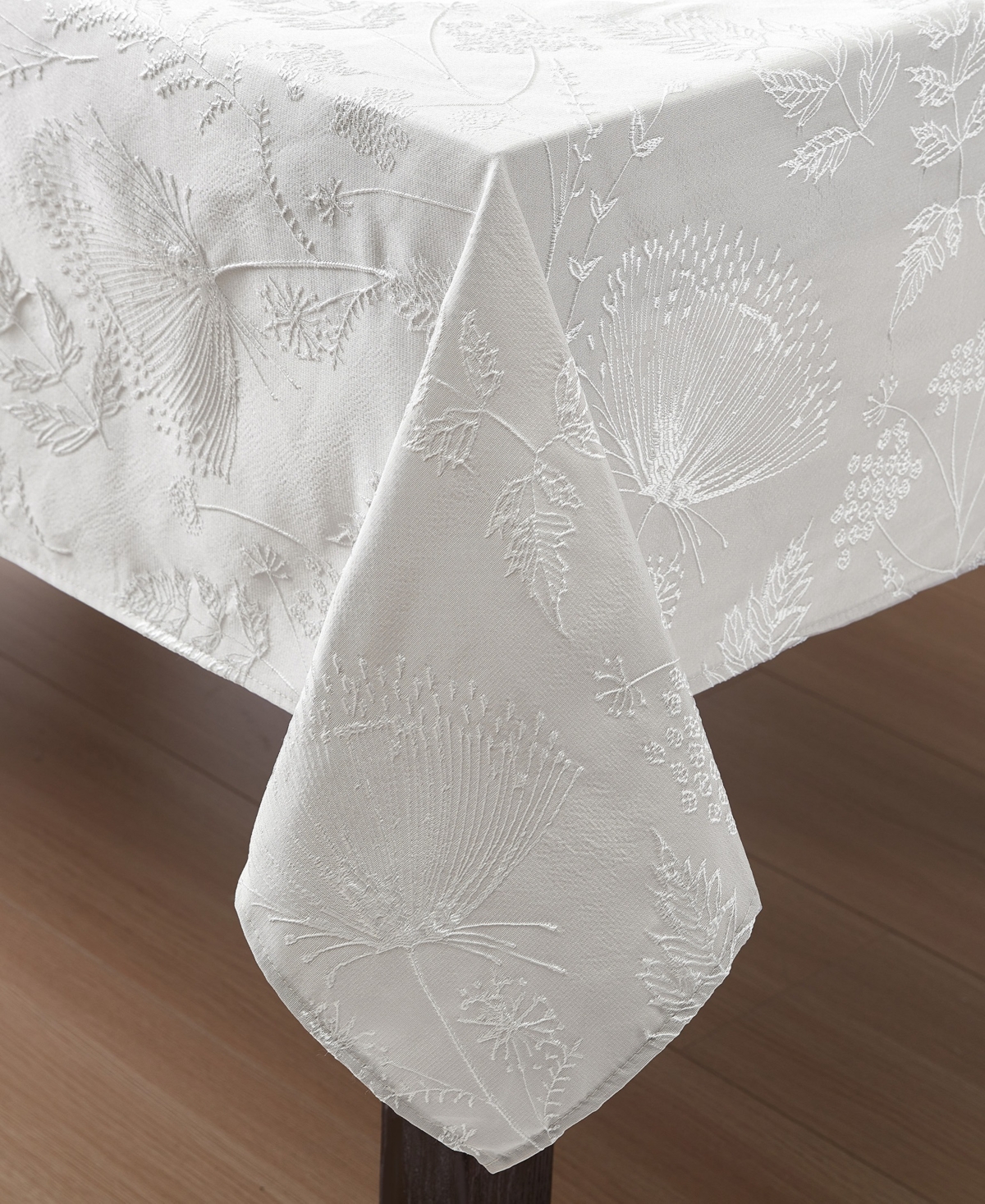 Laura Ashley Raised Woven Tablecloth, 60" X 84" In Cynthia Beige