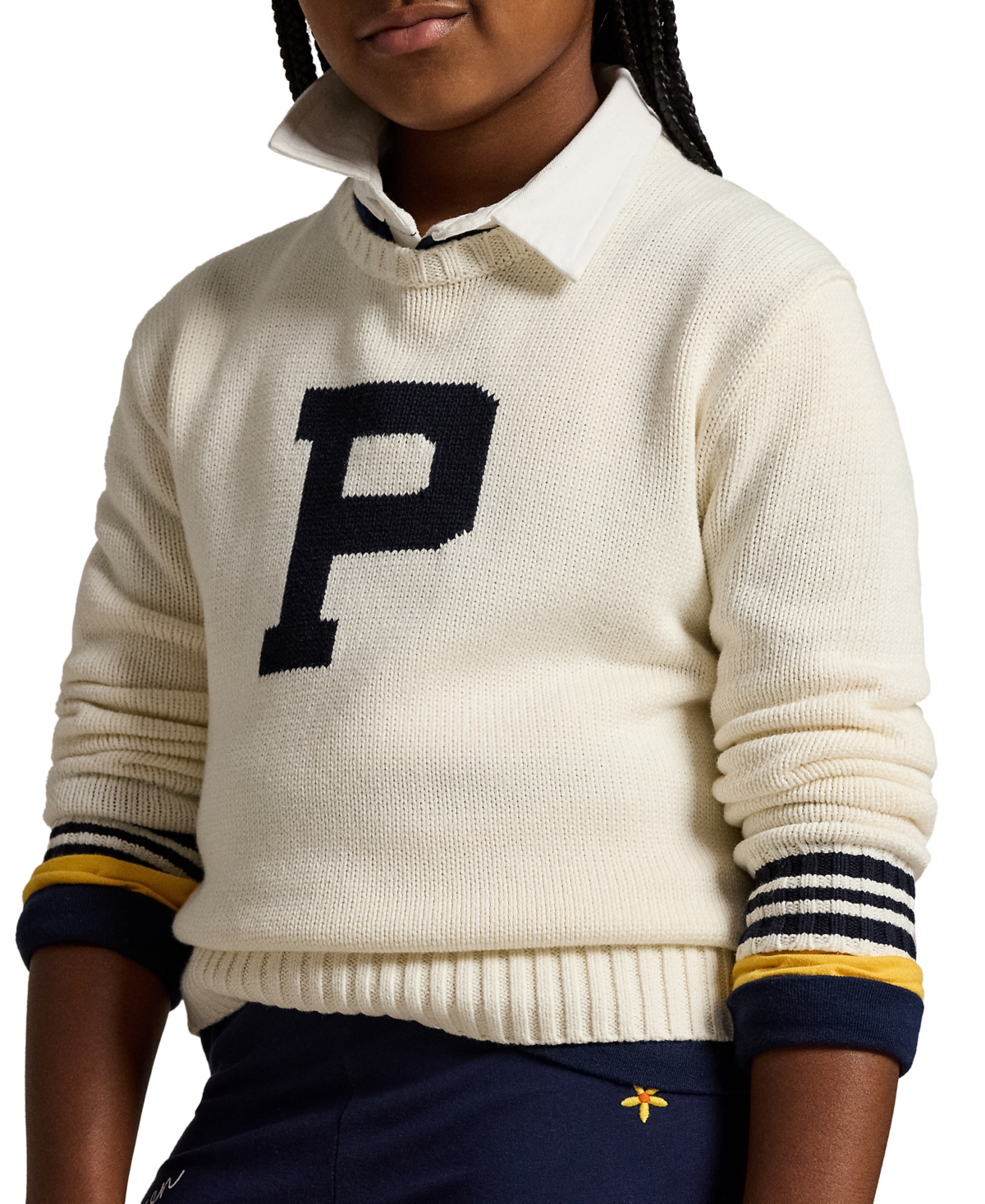 Polo Ralph Lauren Big Girls Cotton Letterman Sweater