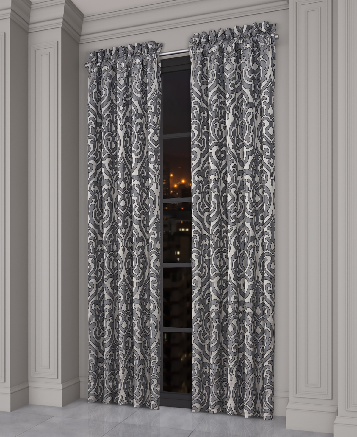 J Queen New York Bolero Window Panel Pair, 50" X 95" In Pewter
