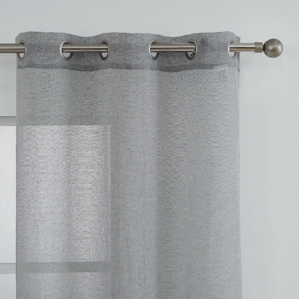 Dainty Home Natalie Linen Textured With 3D Velvet Scroll Design Light Filtering Window Panel Set, 76