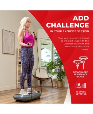 3D Vibration Plate w Resistance Bands, Oscillation Therapy Platform with 16 Speed Settings and 3 Vibration Modes