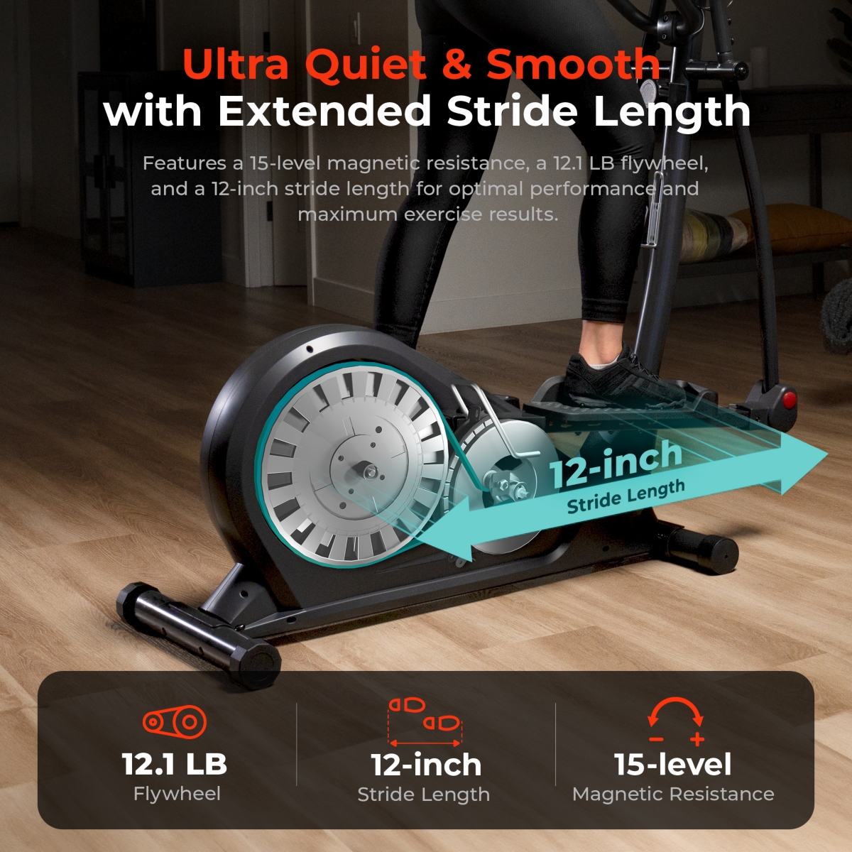 Sunny Health & Fitness Endurance Smart Elliptical Trainer, 300LB Capacity & 15-Level Magnetic Resistance, Home Cardio Cross Training Machine, Exclusiv