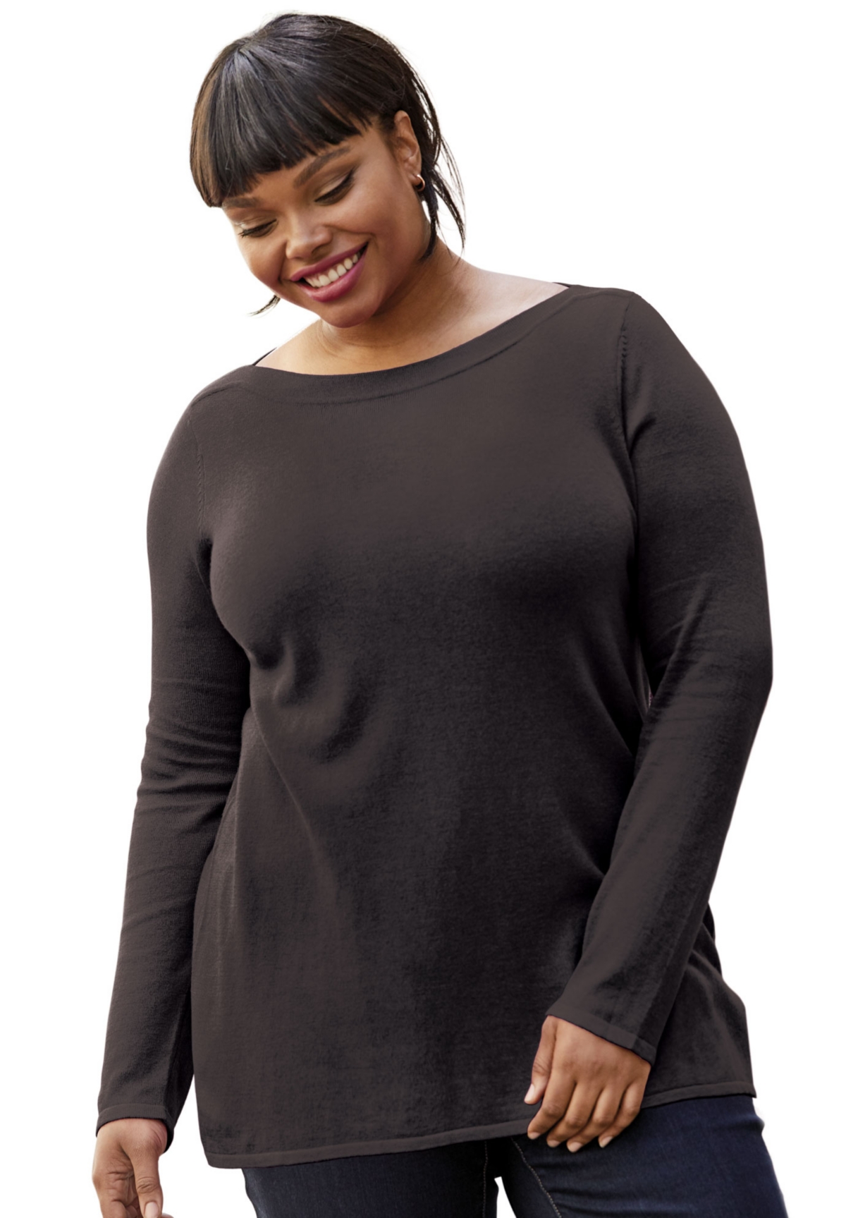 Dreams & Co. Women's Plus Sherpa-Lined Long Hooded Robe