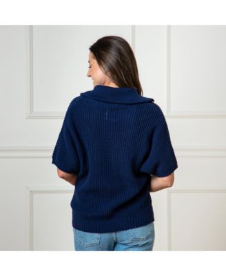 Women's Organic Short Sleeve Spread Collar Sweater