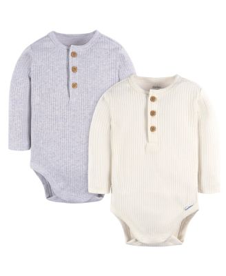 Baby Boys Long Sleeve Henley Style Onesies Bodysuits, 2-pack