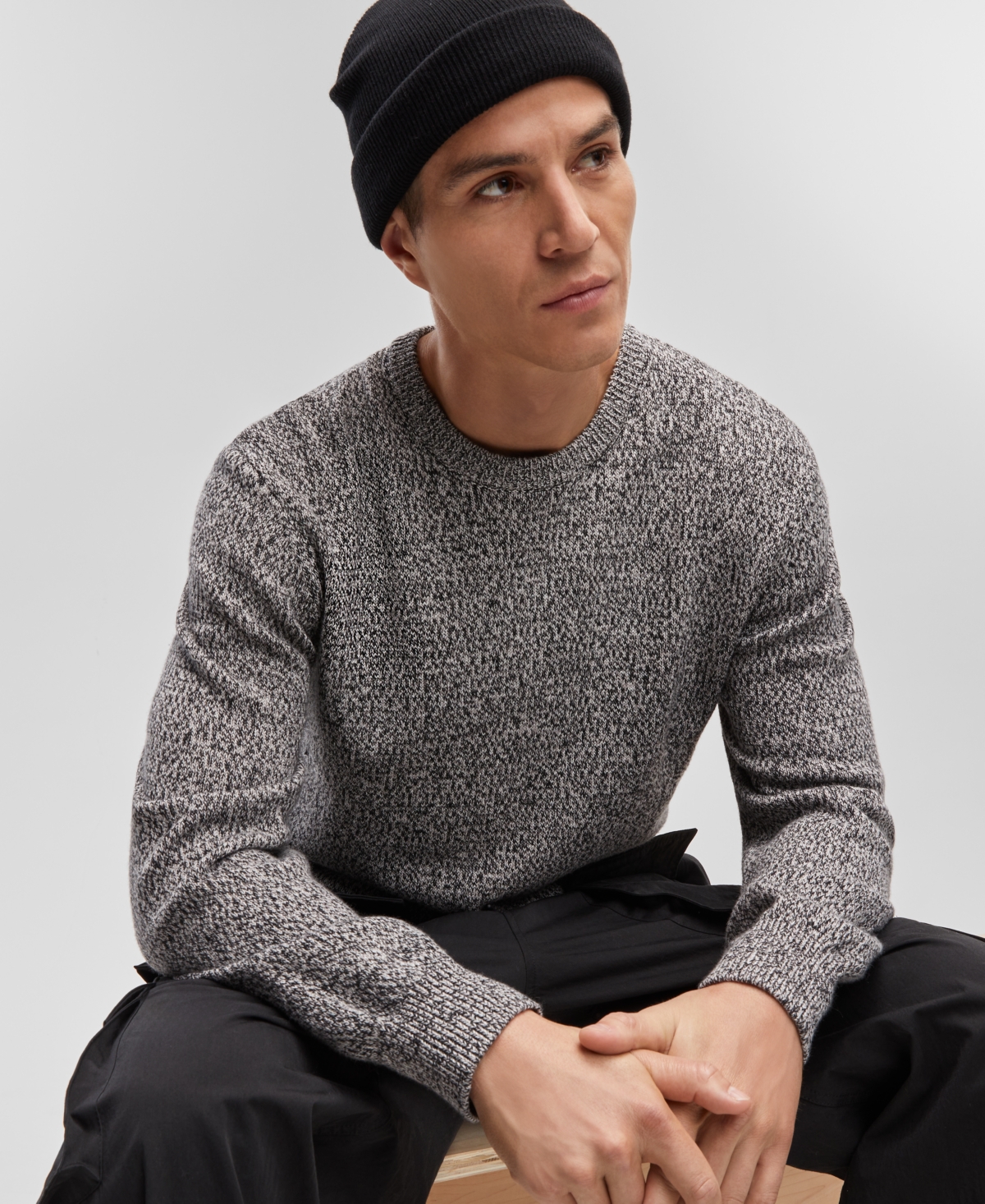 MODE OF ONE MEN'S REGULAR-FIT MARLED-KNIT SWEATER, CREATED FOR MACY'S 