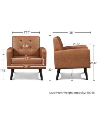Modern Faux Leather Arm Chair Tufted Accent Chair