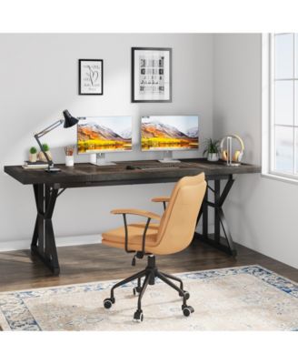 6FT Conference Table, 70.86 L x 31.49 W x 29.52 H Inches Rectangle Meeting Room Table, Rustic Wood Seminar Table Executive Desk