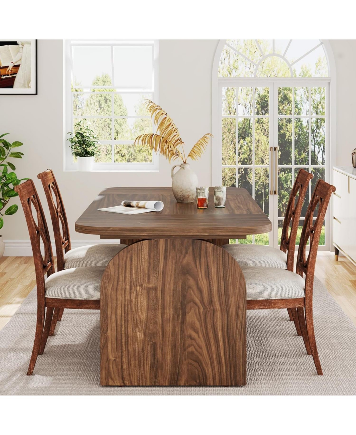 Tribesigns 63-Inch Rectangular Dining Table for 4 Person, Farmhouse Kitchen Dinner Table with Wood Laminated Board Tabletop for Dining Room, Kitchen