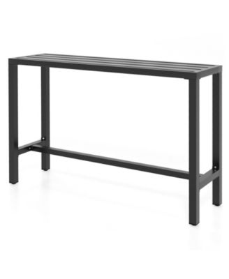 55 Inch Outdoor Bar Table with Waterproof Top and Heavy-duty Metal Frame