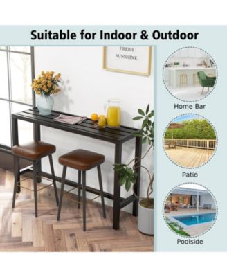 55 Inch Outdoor Bar Table with Waterproof Top and Heavy-duty Metal Frame