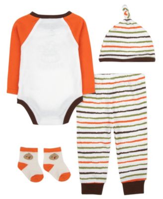 Baby Boy Totally Stuffed Bodysuit, Pant, Cap & Sock, 4-Piece Set
