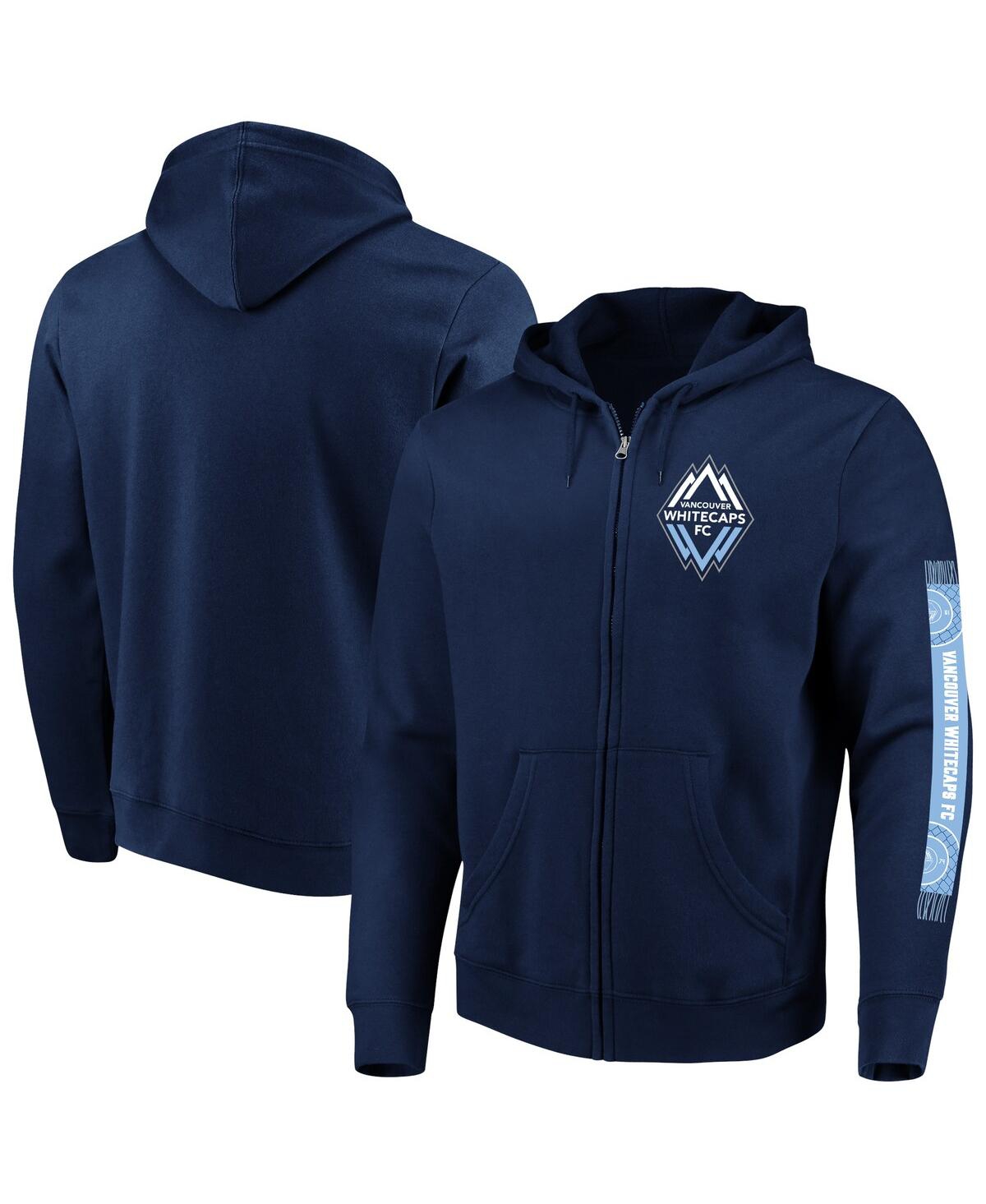 Men's Navy Vancouver Whitecaps Fc Iconic Scarf Sleeve Full-zip Hoodie