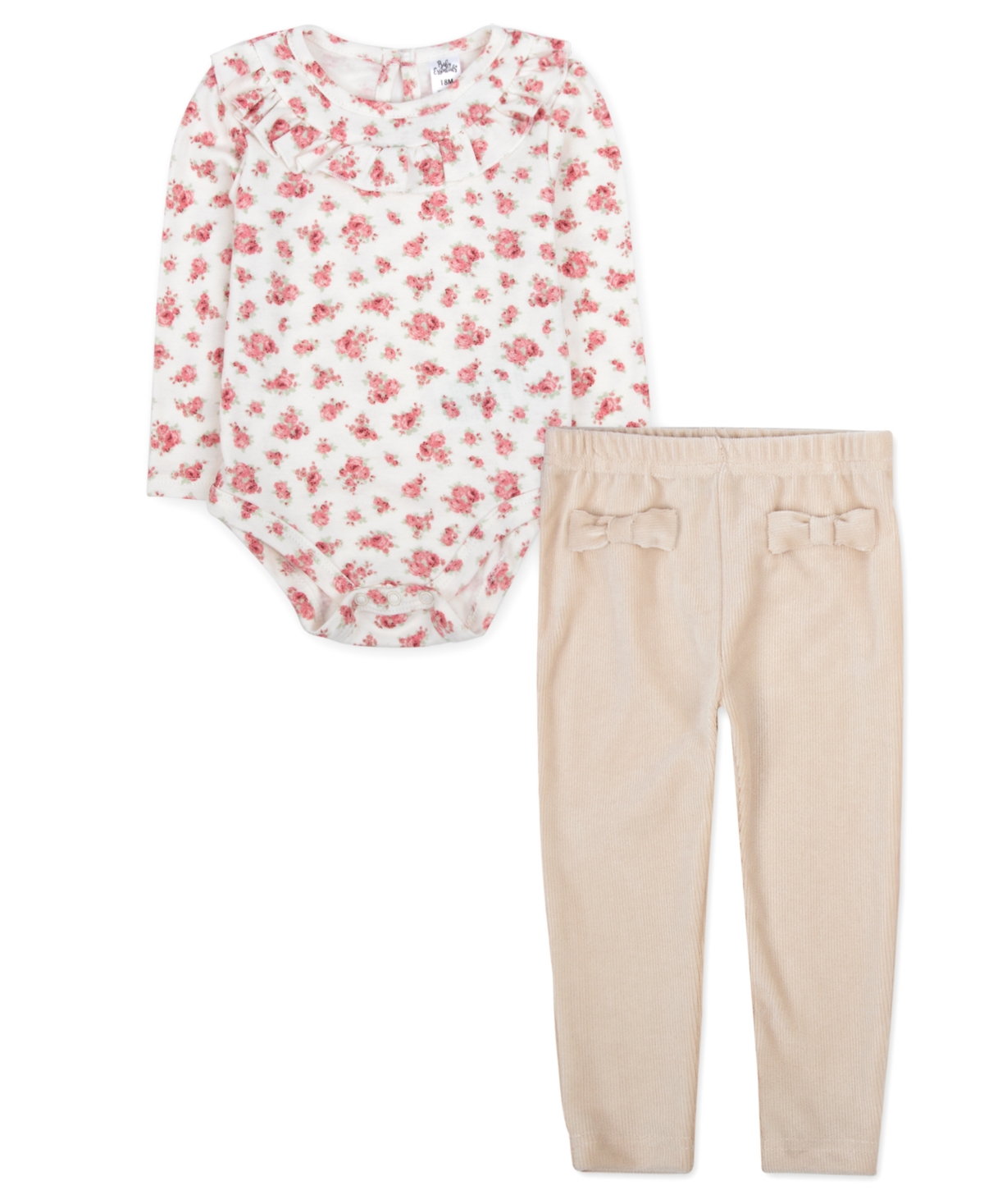 Baby Essentials Baby Girls Floral Long Sleeve Bodysuit, Jacket & Pant, 3-Piece Set