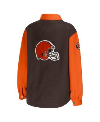 Women's Brown Cleveland Browns Snap-Up Shirt Jacket
