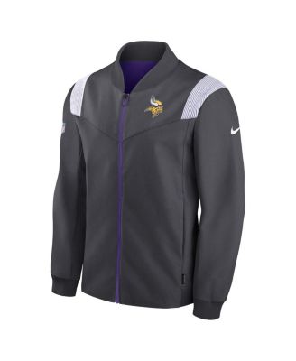 Men's Anthracite Minnesota Vikings Sideline Coaches Bomber Full-Zip Jacket