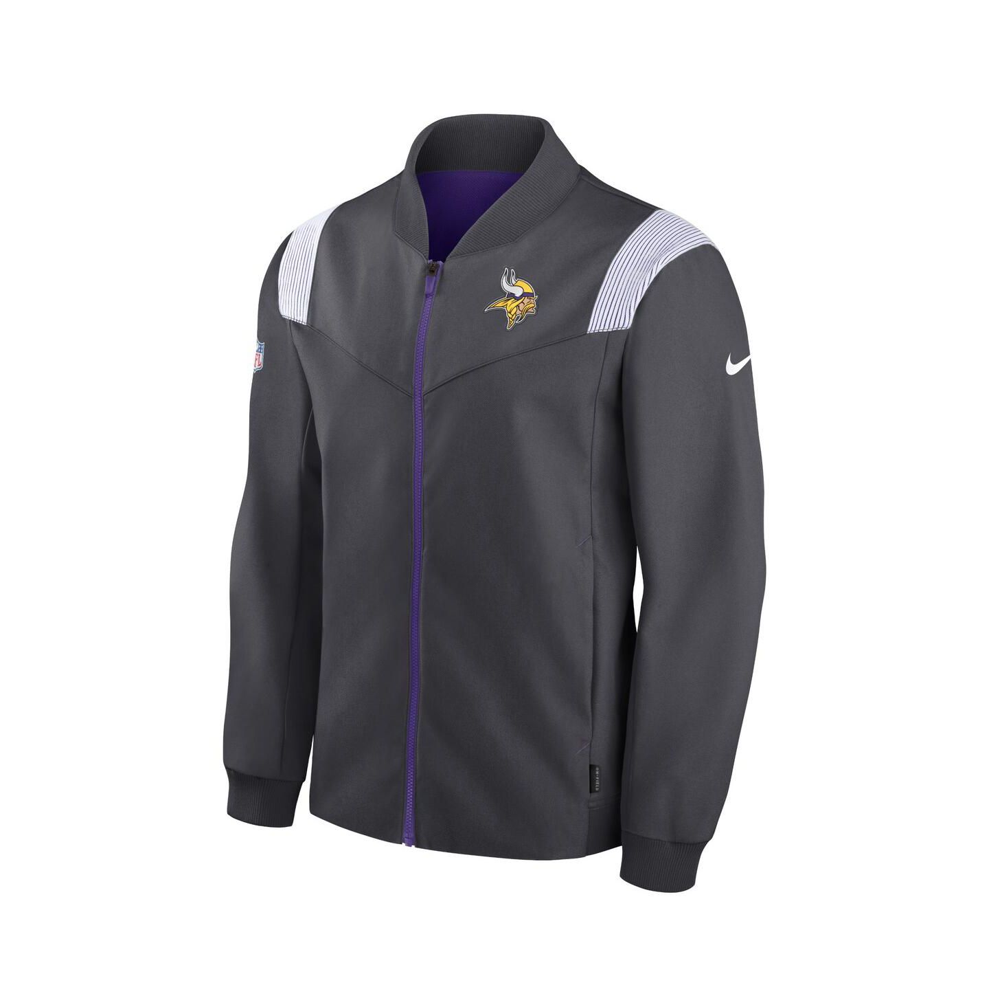 Мужская куртка Nike Anthracite Minnesota Vikings Sideline Coaches Bomber Full-Zip — фото 2