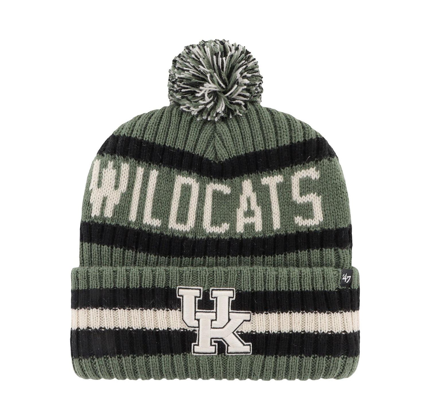 Men's Green Kentucky Wildcats OHT Military Appreciation Bering Cuffed Knit Hat with Pom