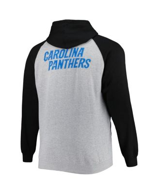 Men's Heather Gray Carolina Panthers Big Tall Fleece Raglan Full-Zip Hoodie Jacket