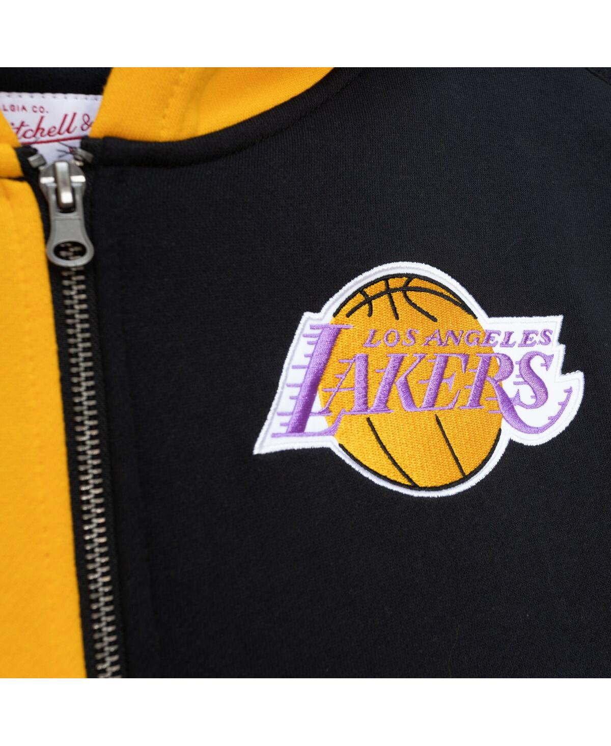 Mitchell & Ness Men's Gold/black Los Angeles Lakers Color Block 2.0 Fleece Full-zip Hoodie In Gold,black