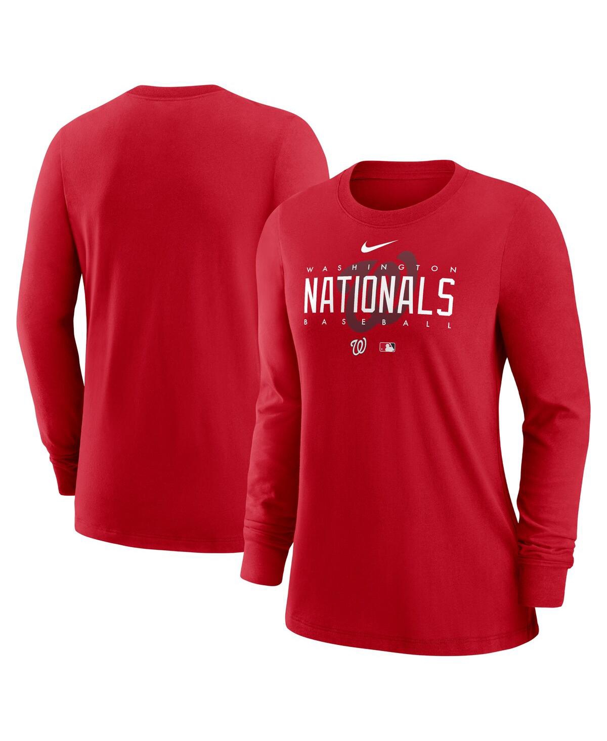 Nike Women's Red Washington Nationals Authentic Collection Legend Performance Long Sleeve T-shirt In Multi