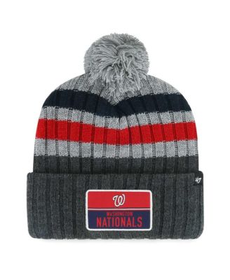 Men's Gray Washington Nationals Stack Cuffed Knit Hat with Pom