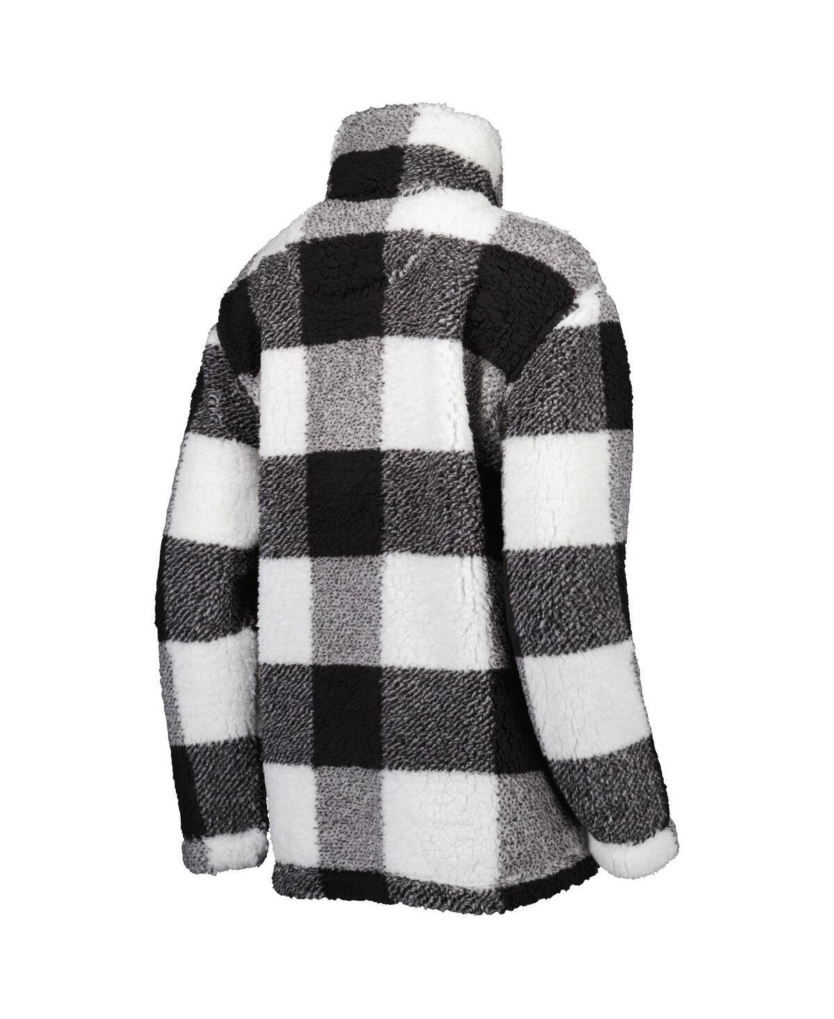 G-III 4HER BY CARL BANKS WOMEN'S BLACK WASHINGTON COMMANDERS SHERPA PLAID QUARTER-ZIP JACKET 