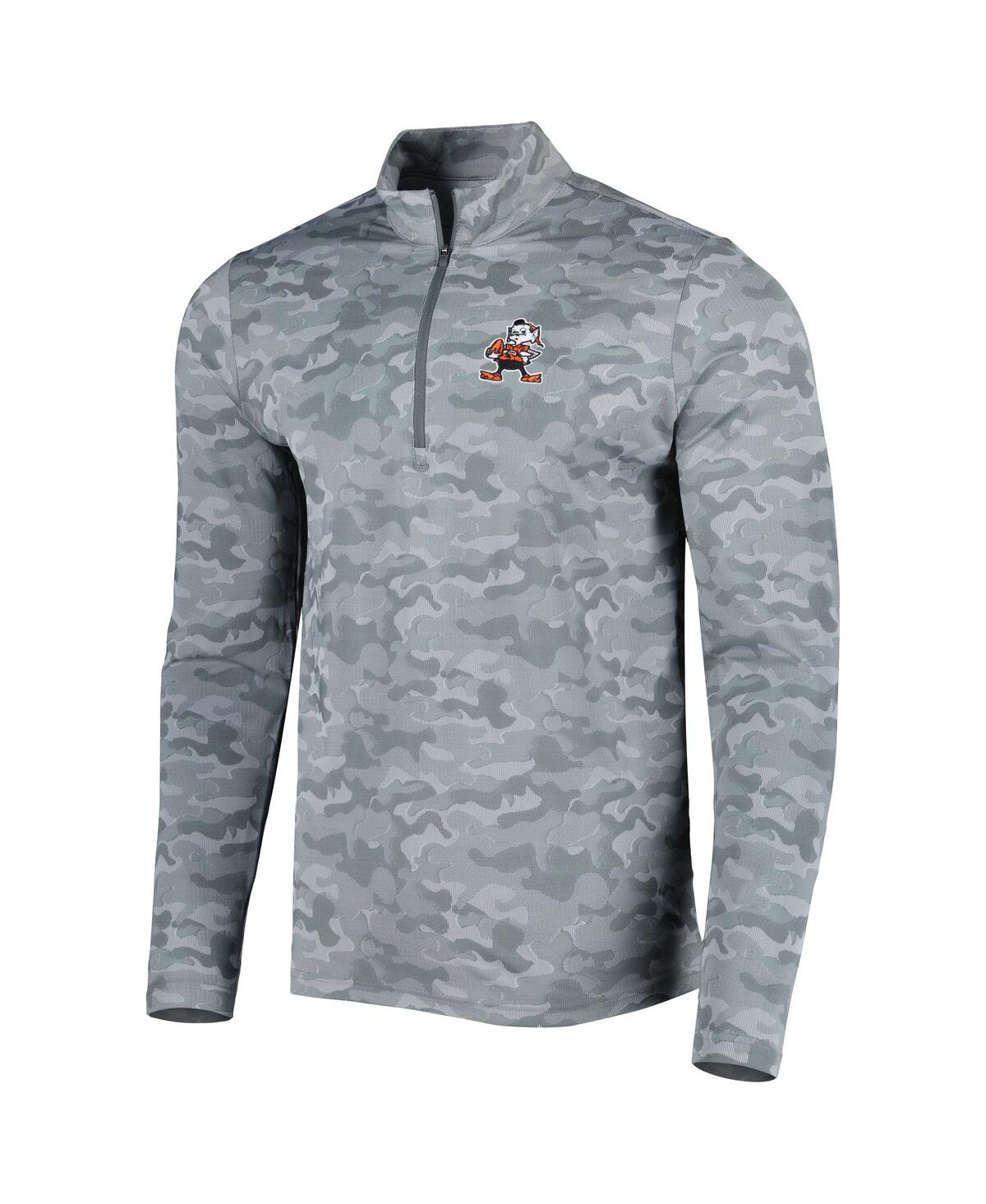 Antigua Men'sCleveland Browns Brigade Throwback Quarter-Zip Top - Gray