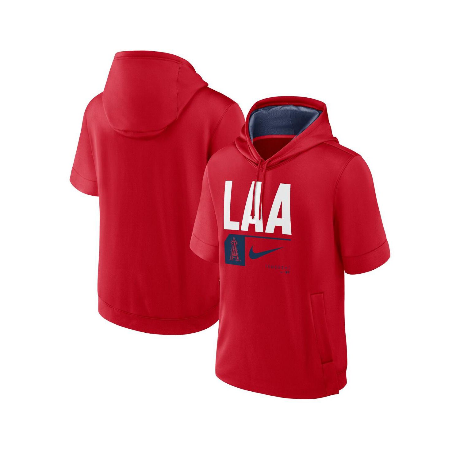 Men's Red Los Angeles Angels Tri Code Lockup Short Sleeve Pullover Hoodie