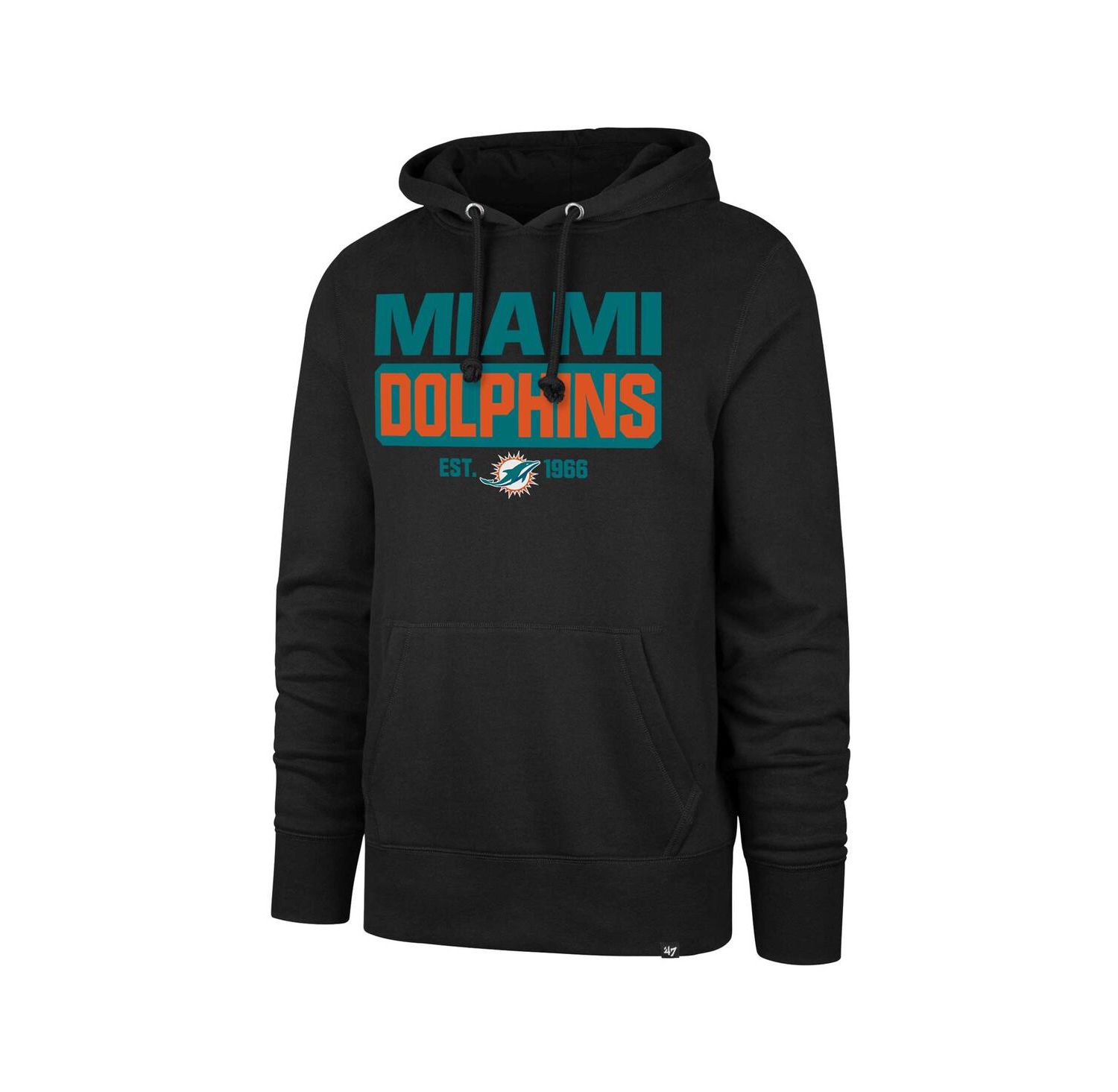 Men's Black Miami Dolphins Box Out Headline Pullover Hoodie