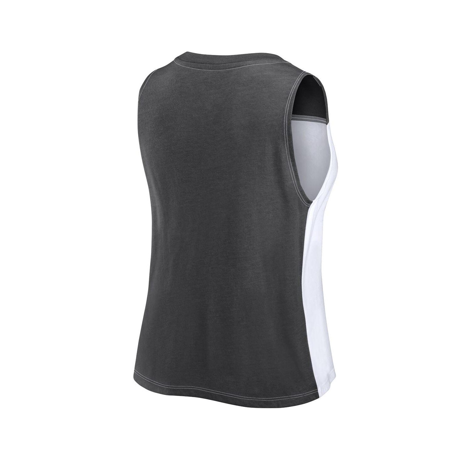 Women's Black/White Cincinnati Bengals Script Color Block Tank Top