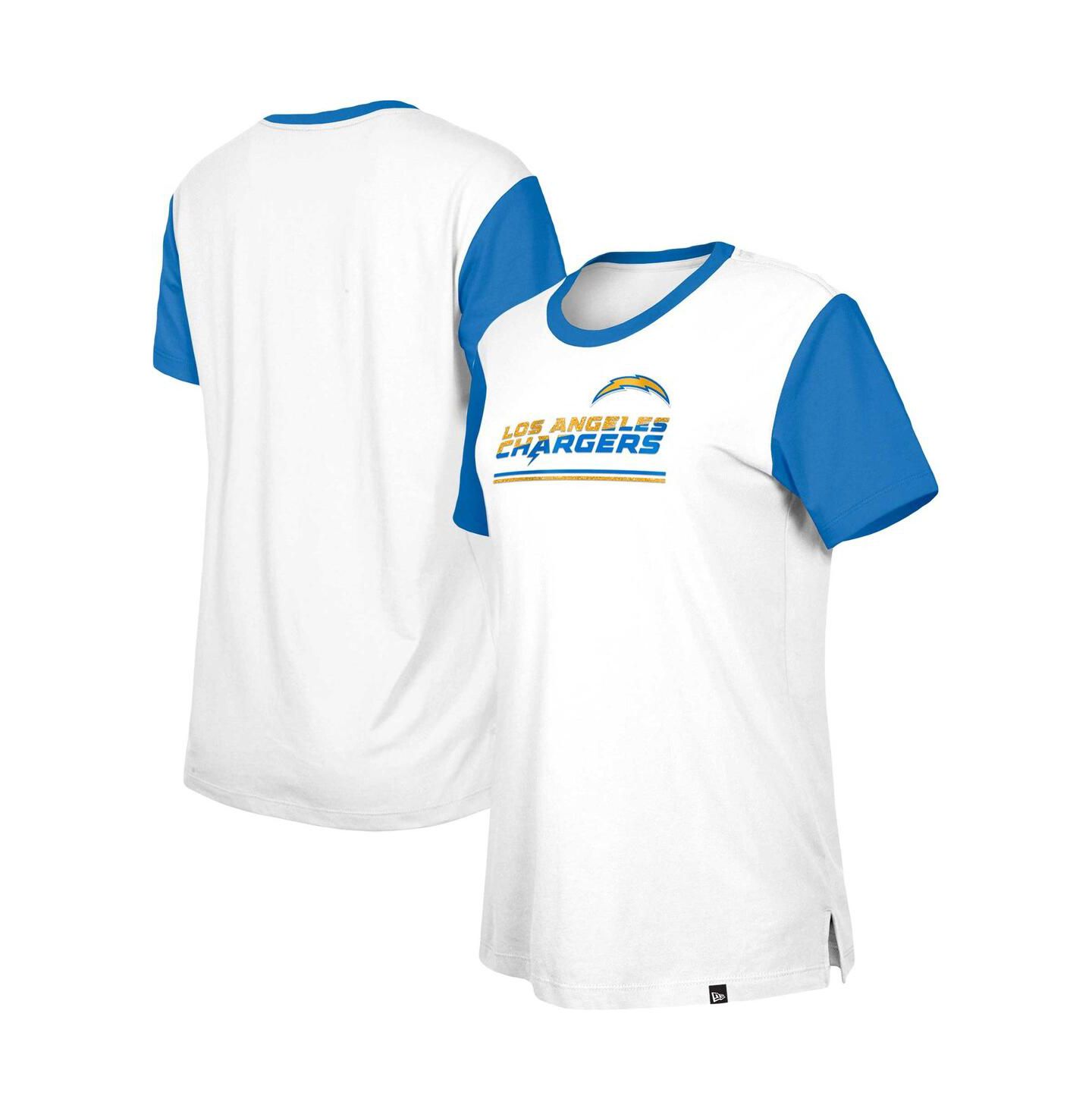 Женская футболка New Era White/Blue Los Angeles Chargers Third Down Colorblock — фото 1