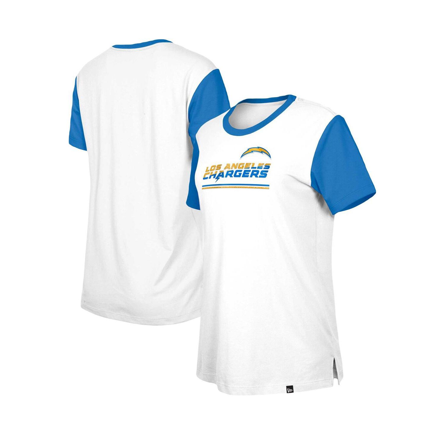 Women's White/Blue Los Angeles Chargers Third Down Colorblock T-Shirt