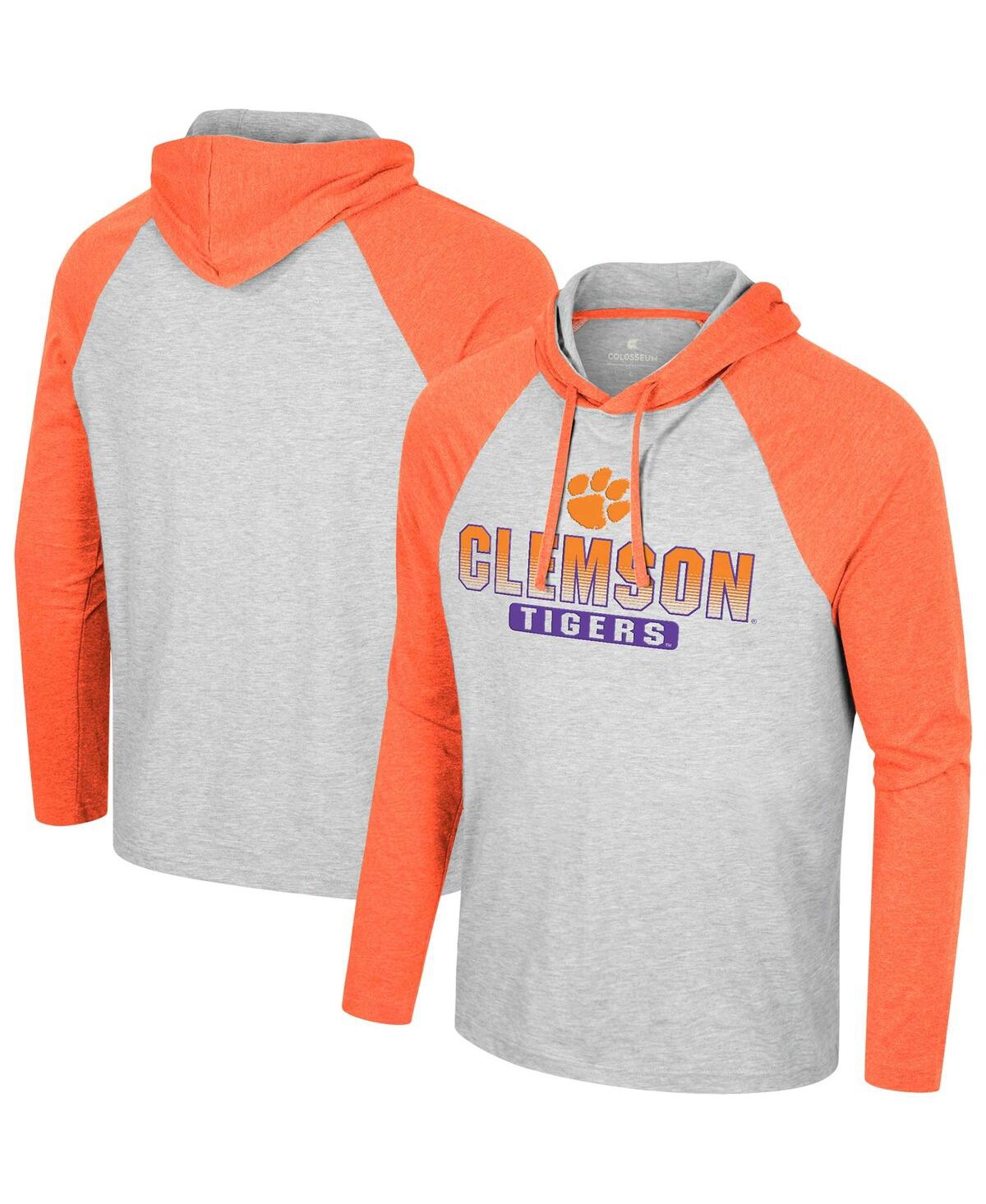 Men's Heather Grey Clemson Tigers Hasta La Vista Raglan Hoodie Long Sleeve T-Shirt - Heather Gray