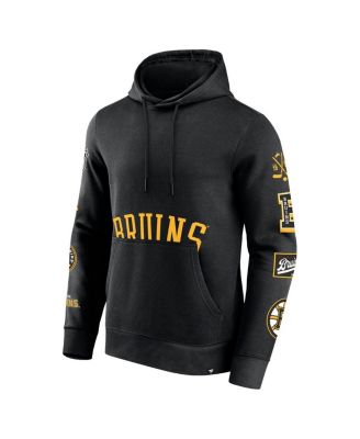 Men's Black Boston Bruins Wild Winner Fleece Pullover Hoodie