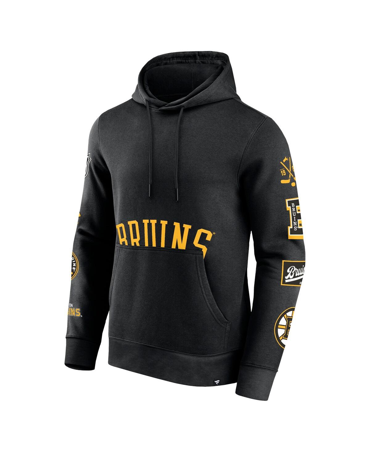Fanatics Men's Black Boston Bruins Wild Winner Fleece Pullover Hoodie In Black
