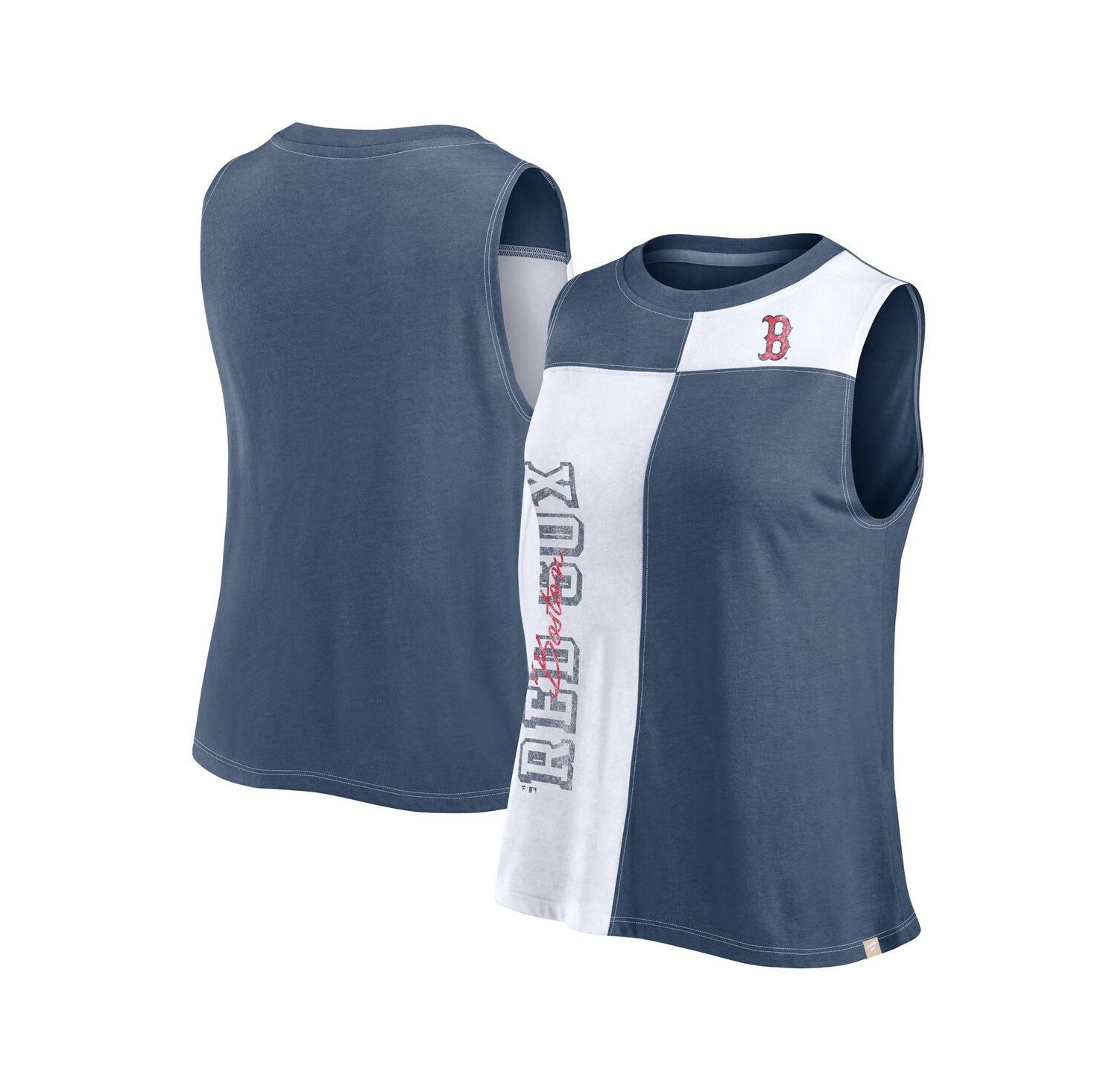 Women's Navy/White Boston Red Sox Color-Block Tank Top