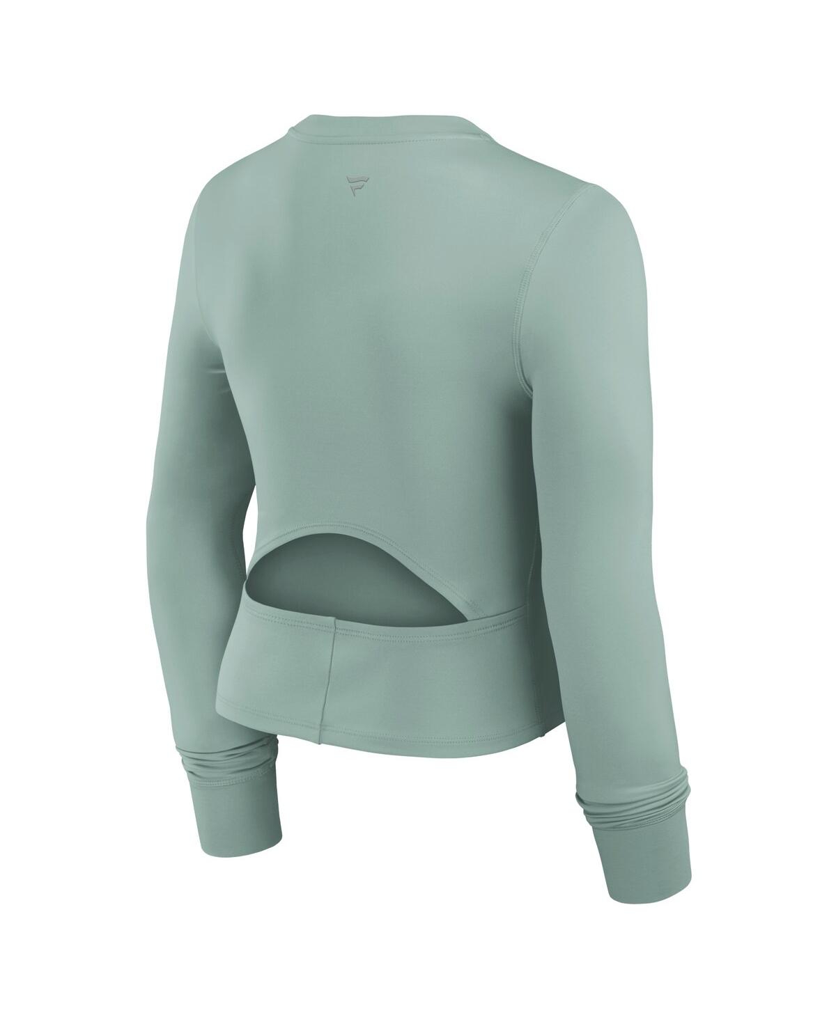 Fanatics Women's Green New York Yankees Studio Fitted Long Sleeve Gym Top In Green