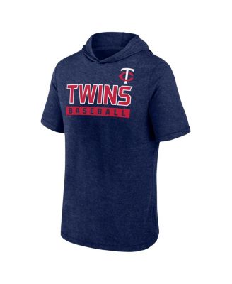 Men's Heather Navy Minnesota Twins Push Short Sleeve Pullover Hoodie